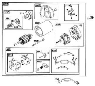 Electric Starter 3 Diagram and Parts List for 221432-0143-XX  Briggs and Stratton Engine